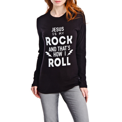 Katydid Jesus Is My Rock and That's How I Roll Long-Sleeve T-Shirt ...