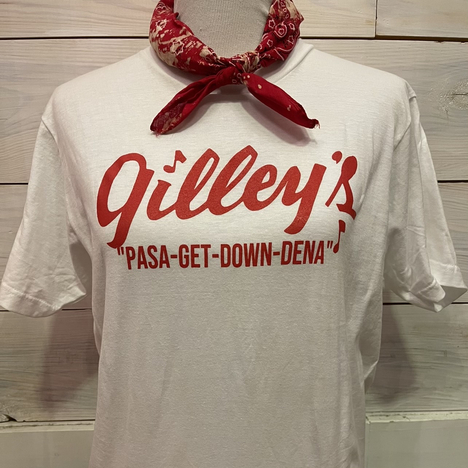 Gilley's Logo White Crew T-Shirt / Pasa Get Down Dena