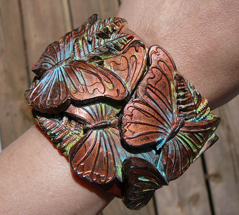Butterflies Polymer Clay Cuff Bracelet