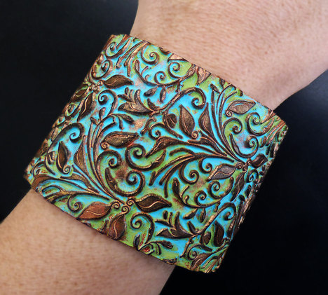 Distressed Leaves Polymer Clay Cuff