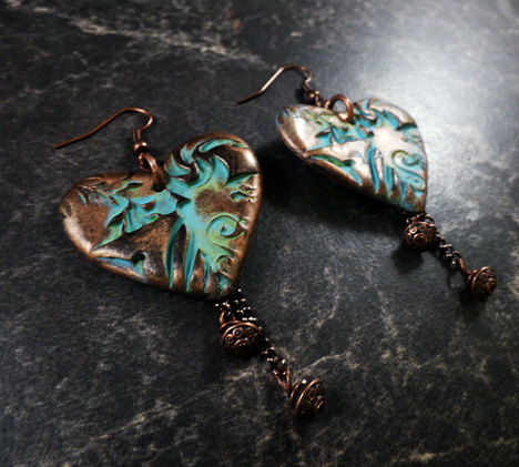 Distressed and Weathered Heart Earrings